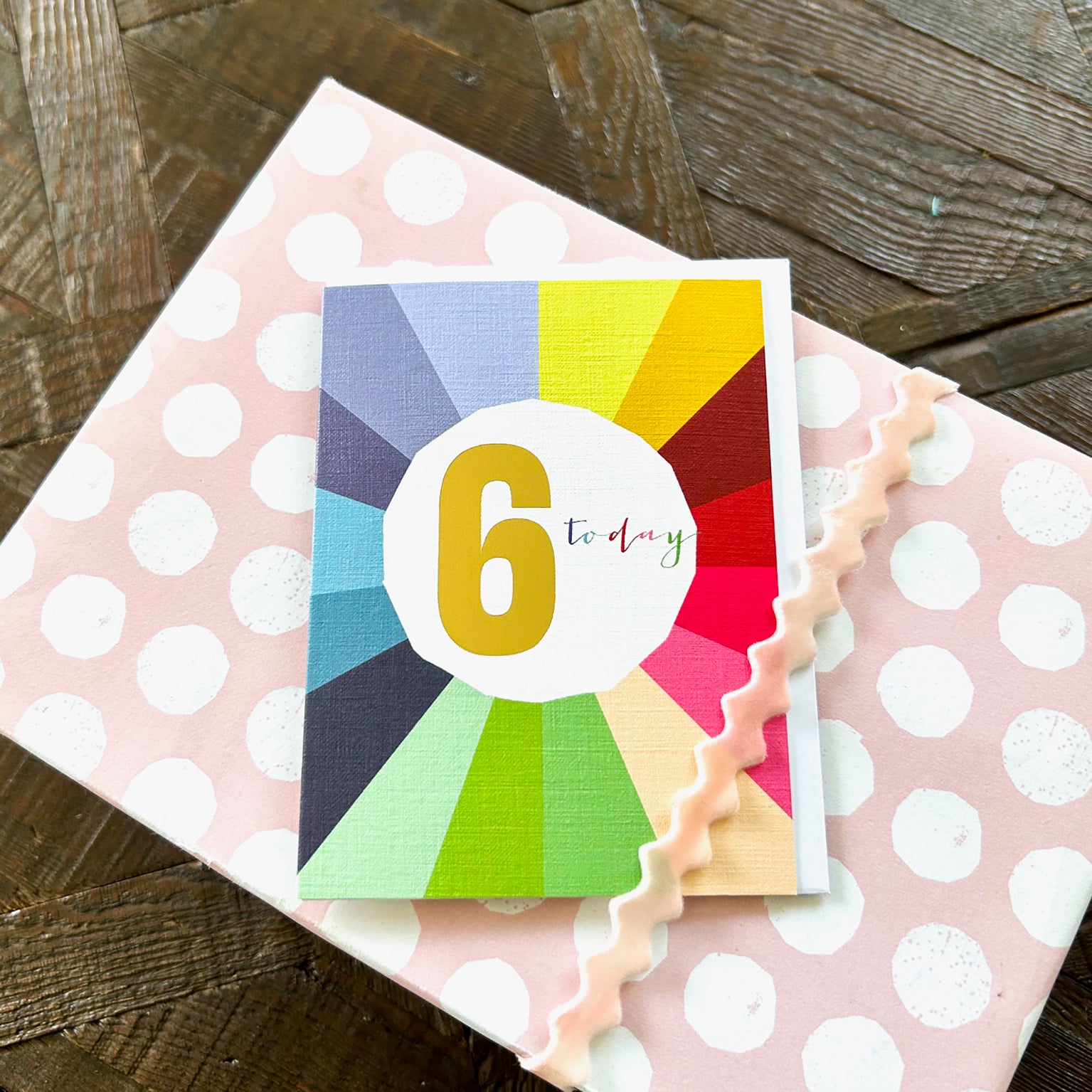 TGC06 mini gold foiled 6th birthday card
