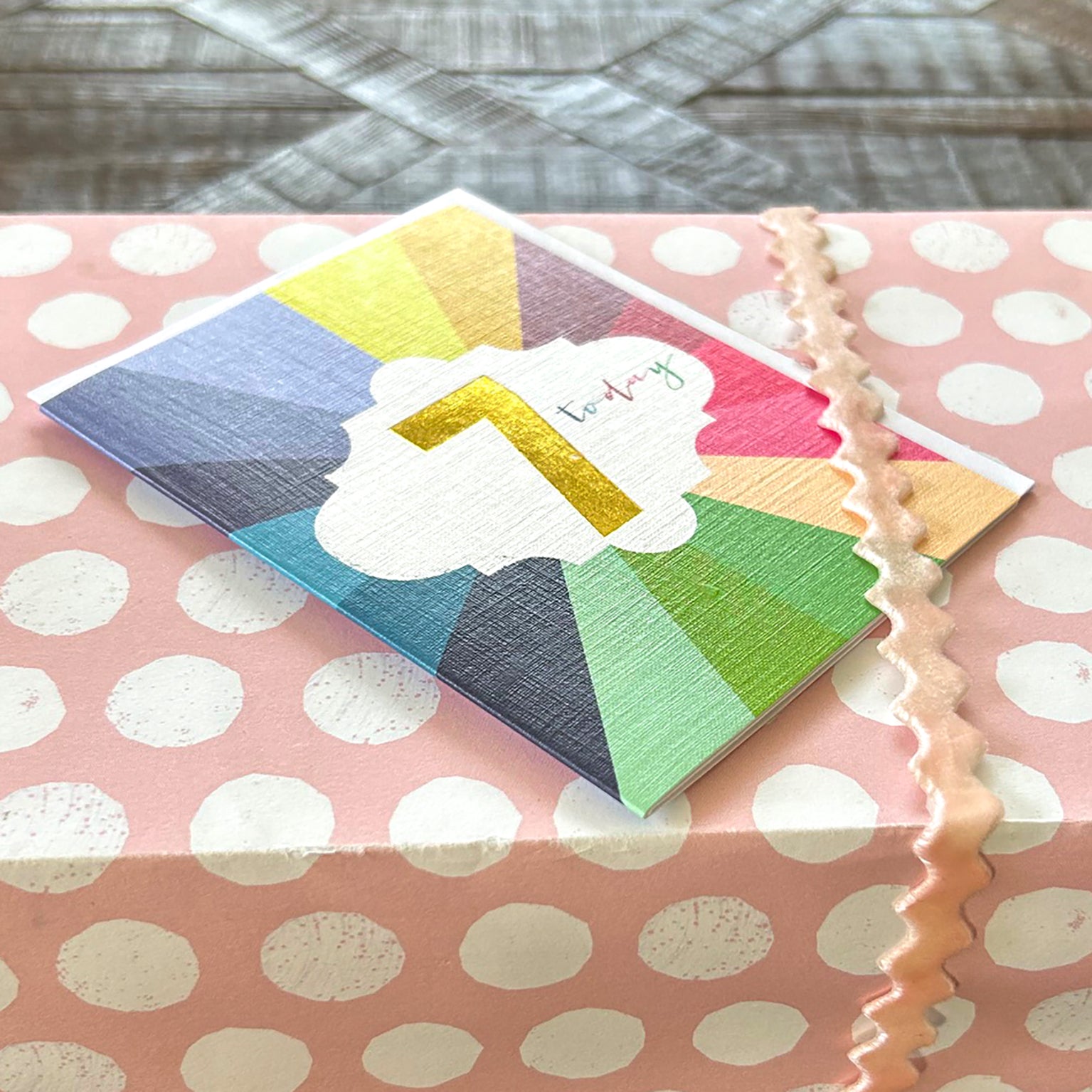 TGC07 mini gold foiled 7th birthday card