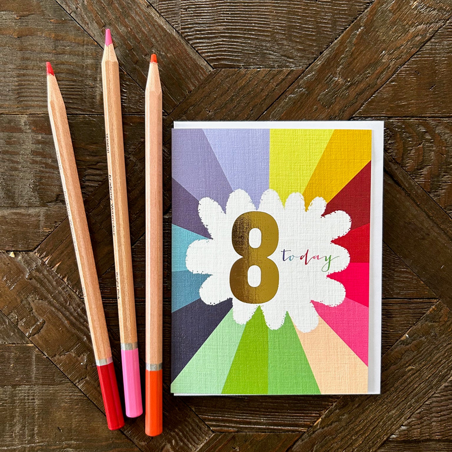 TGC08 mini gold foiled 8th birthday card