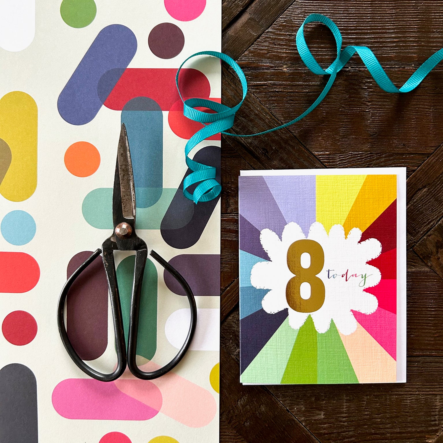 TGC08 mini gold foiled 8th birthday card