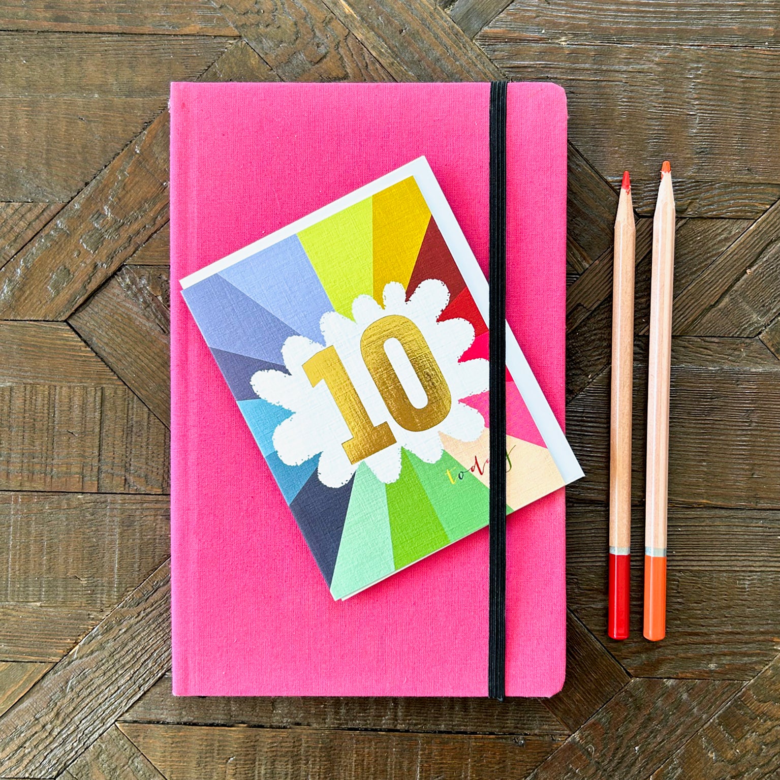 TGC10 mini gold foiled 10th birthday card