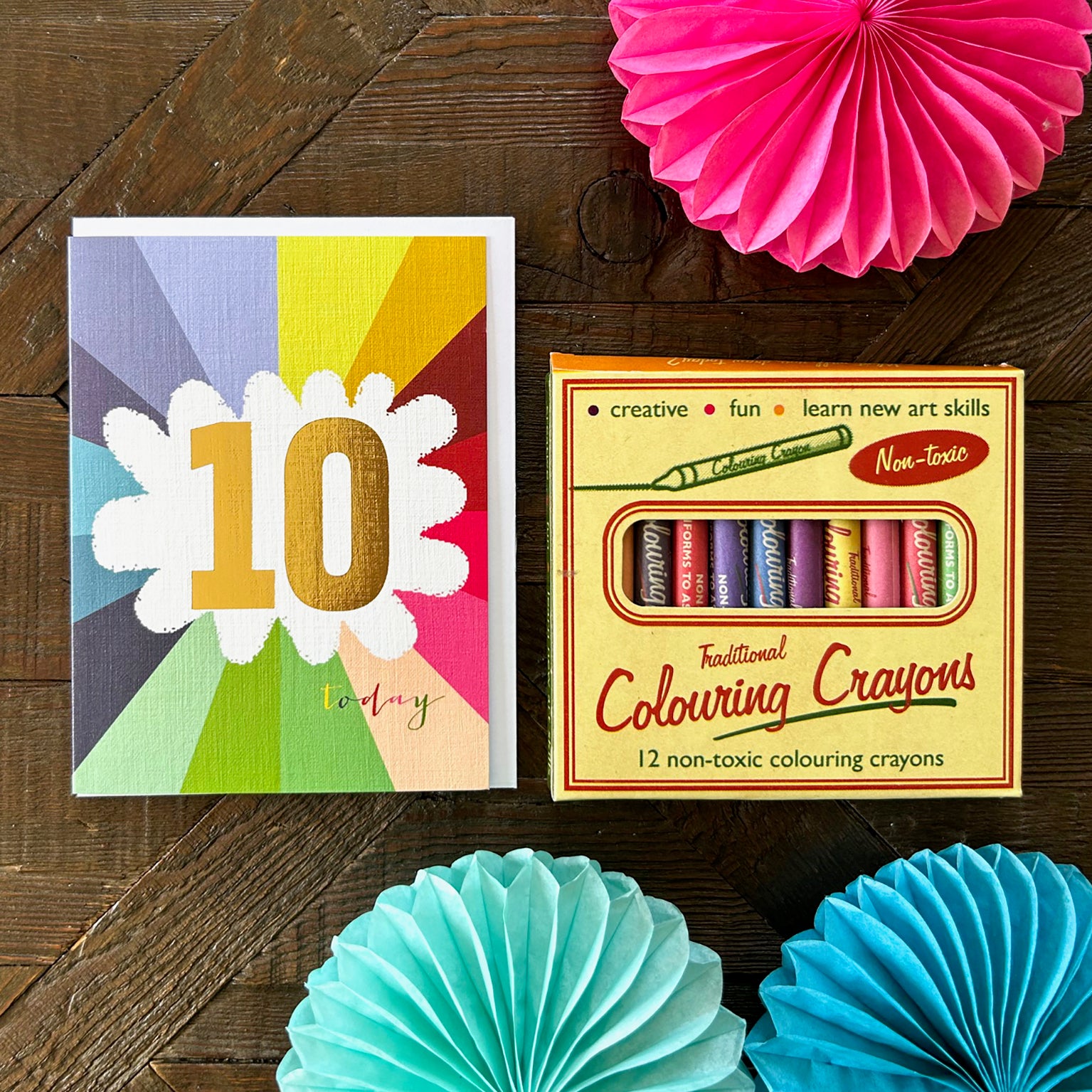 TGC10 mini gold foiled 10th birthday card