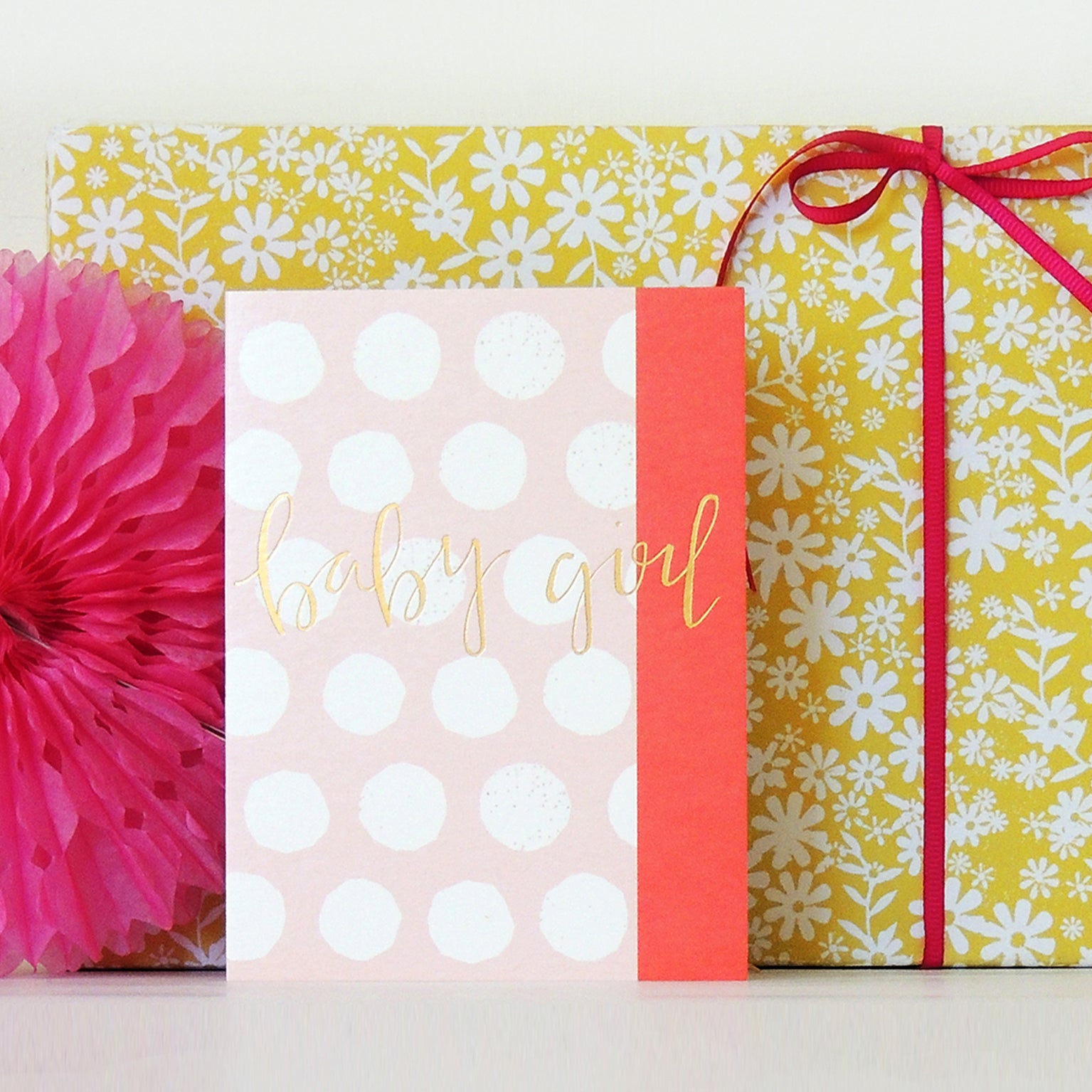 TW08 mini gold foiled baby girl card