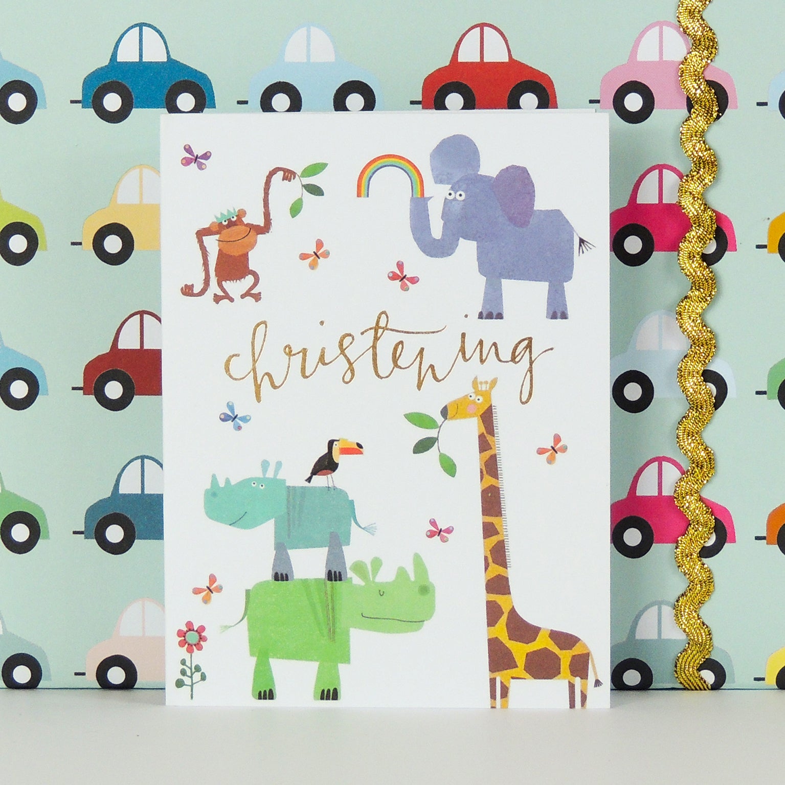 TW200 mini gold foiled christening card