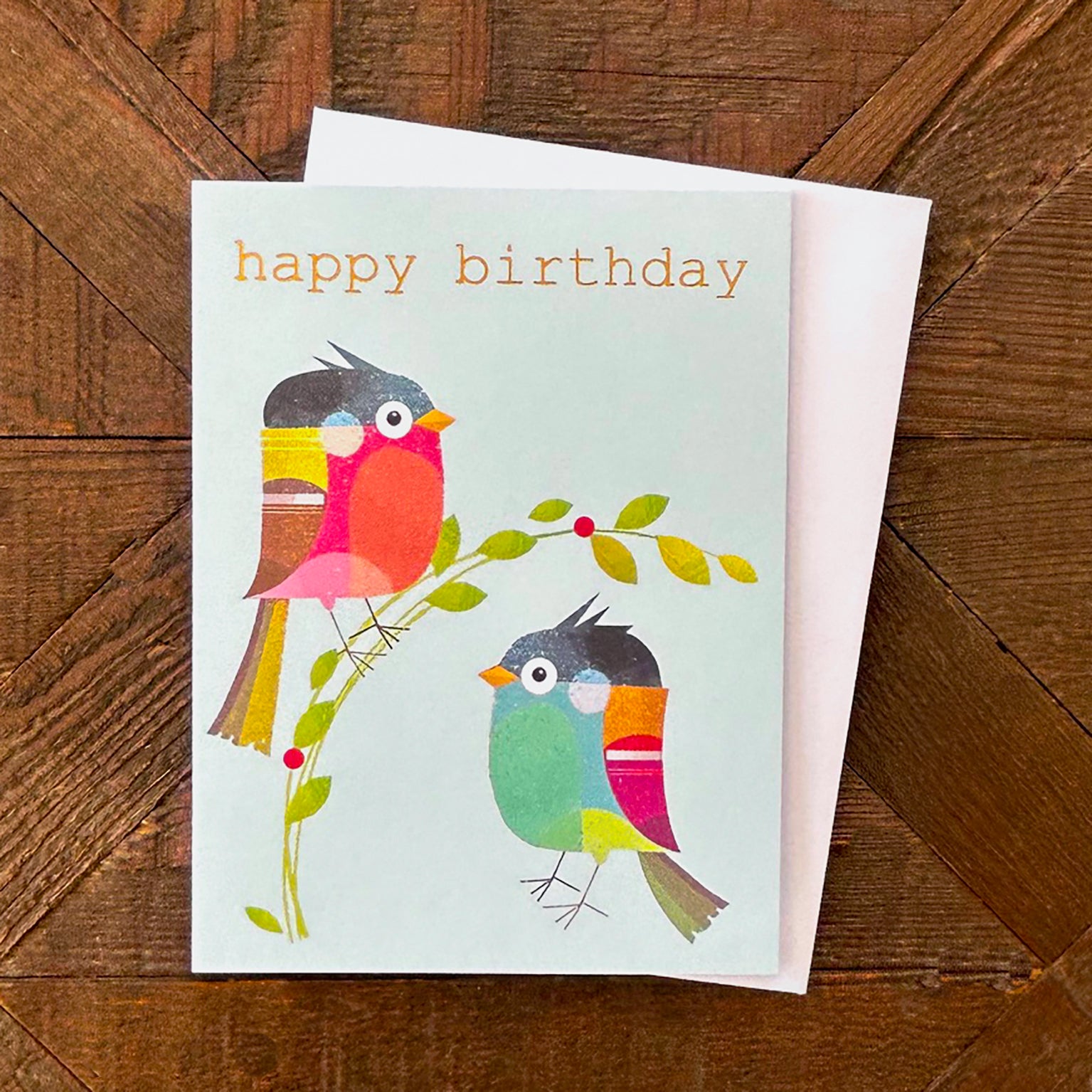 TW203 mini gold foiled birdie birthday card