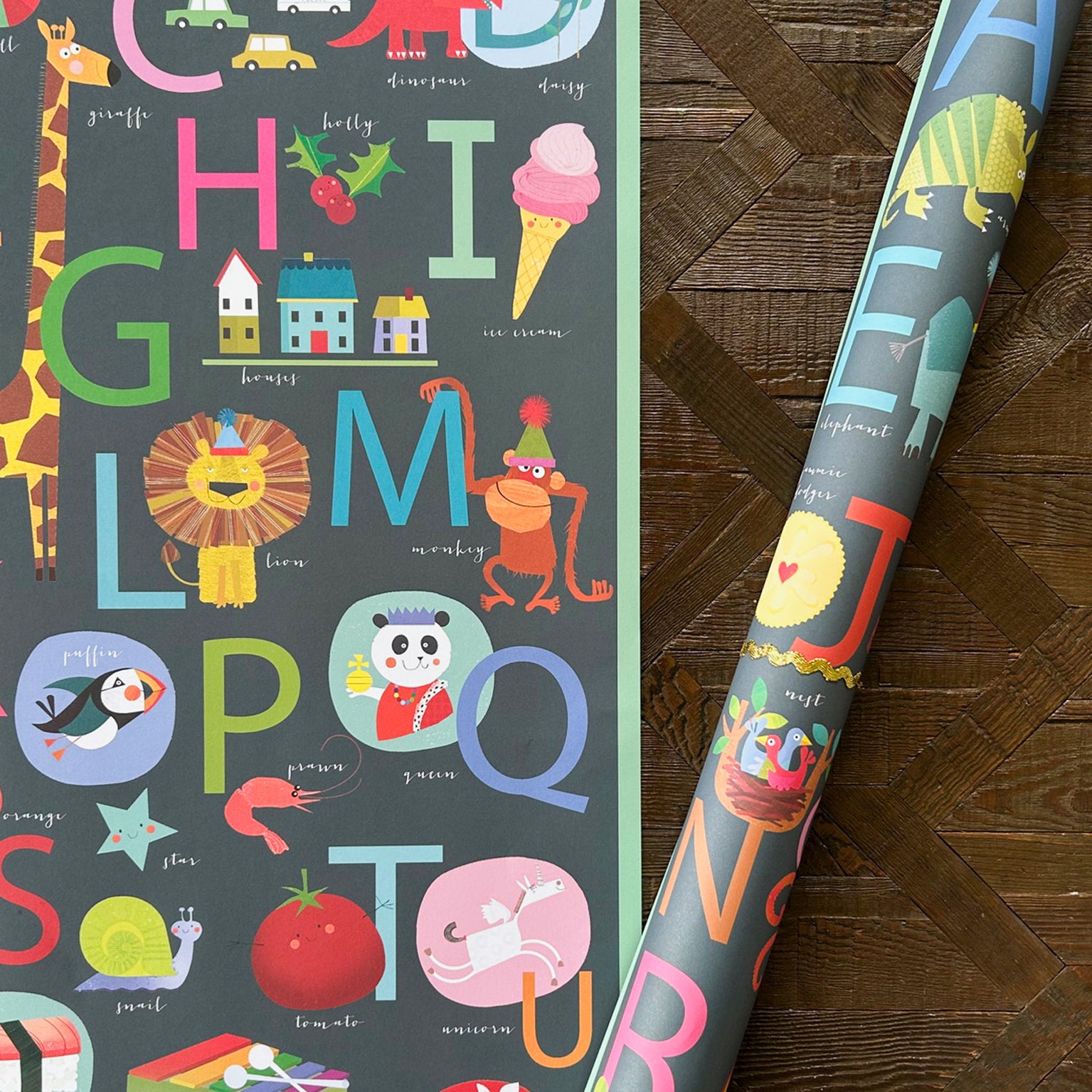 WP122 alphabet wrapping paper