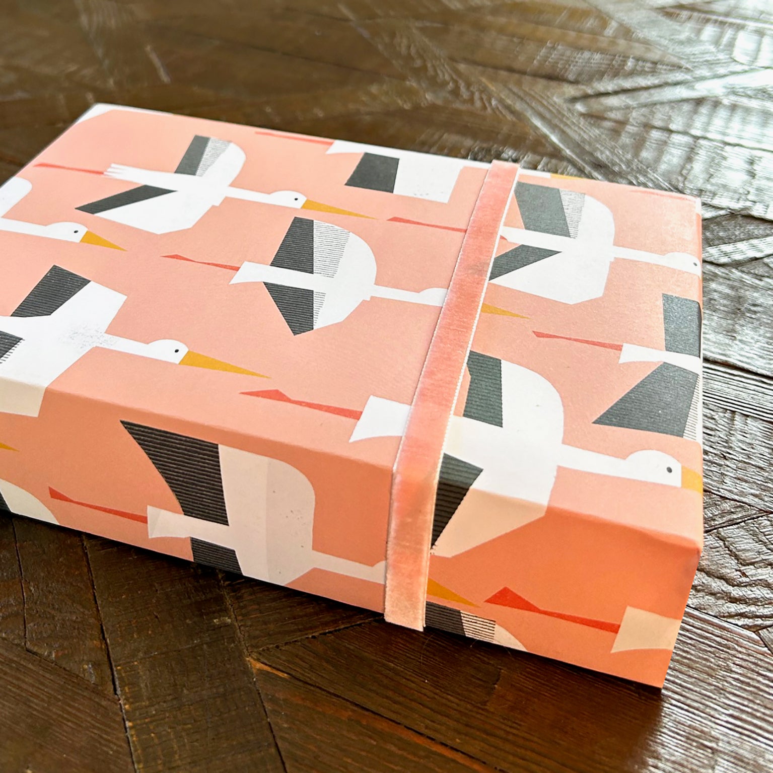WP136 pink stork wrapping paper
