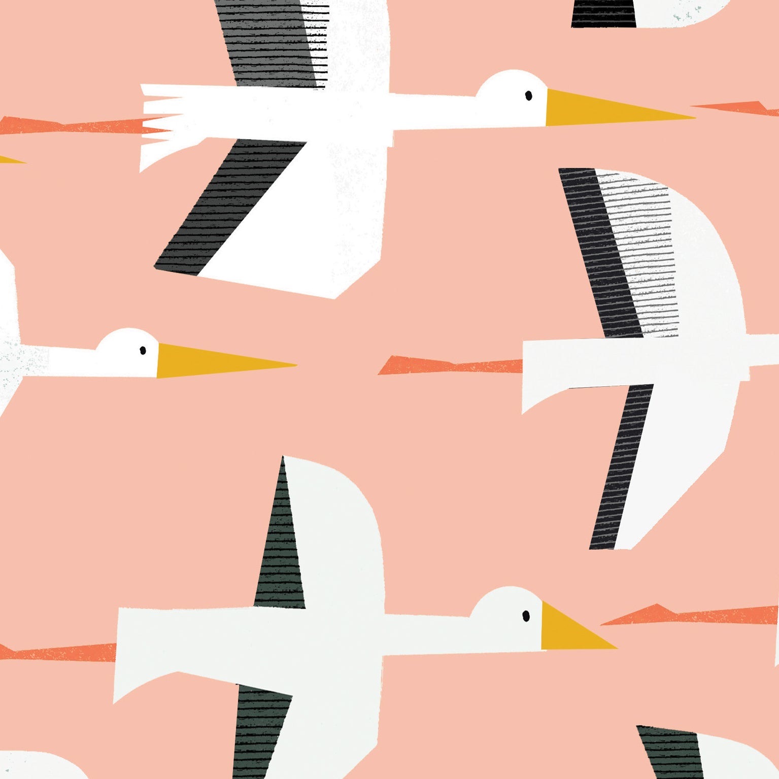 WP136 pink stork wrapping paper