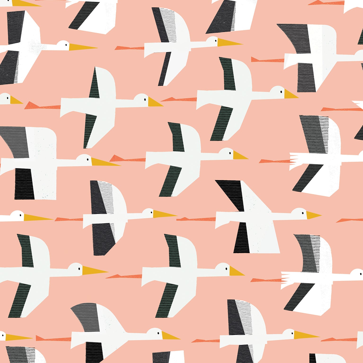 WP136 pink stork wrapping paper