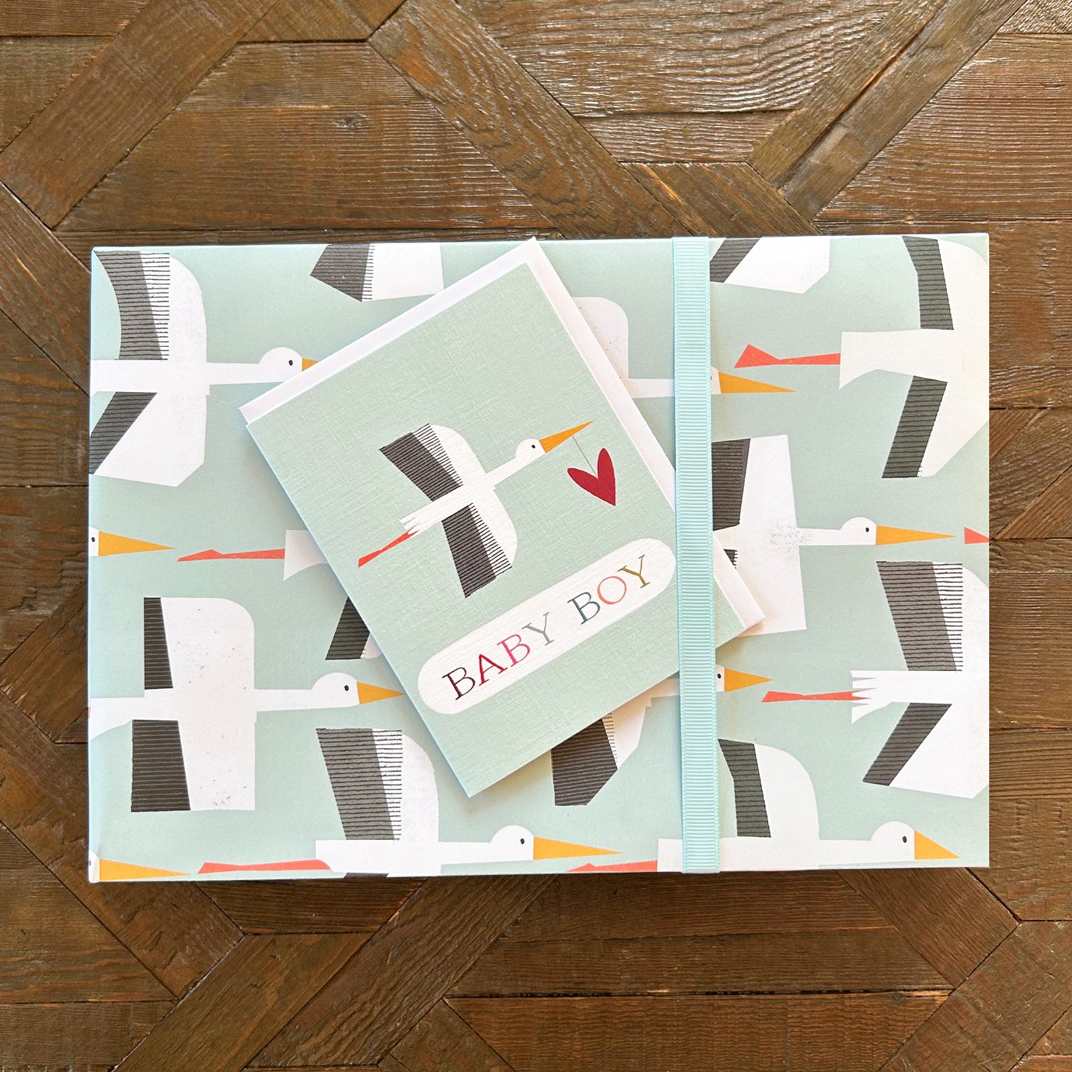 WP137 blue stork wrapping paper