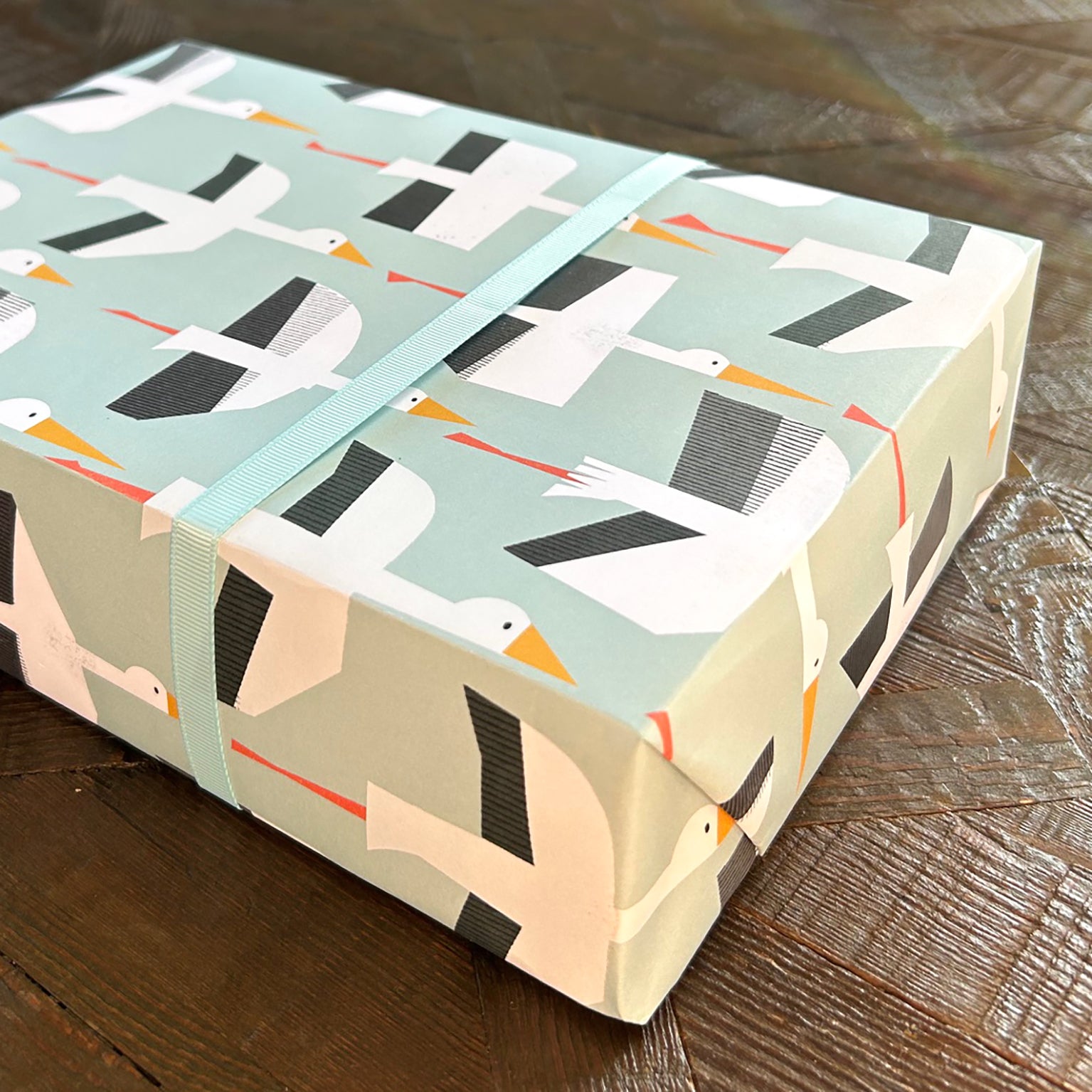 WP137 blue stork wrapping paper