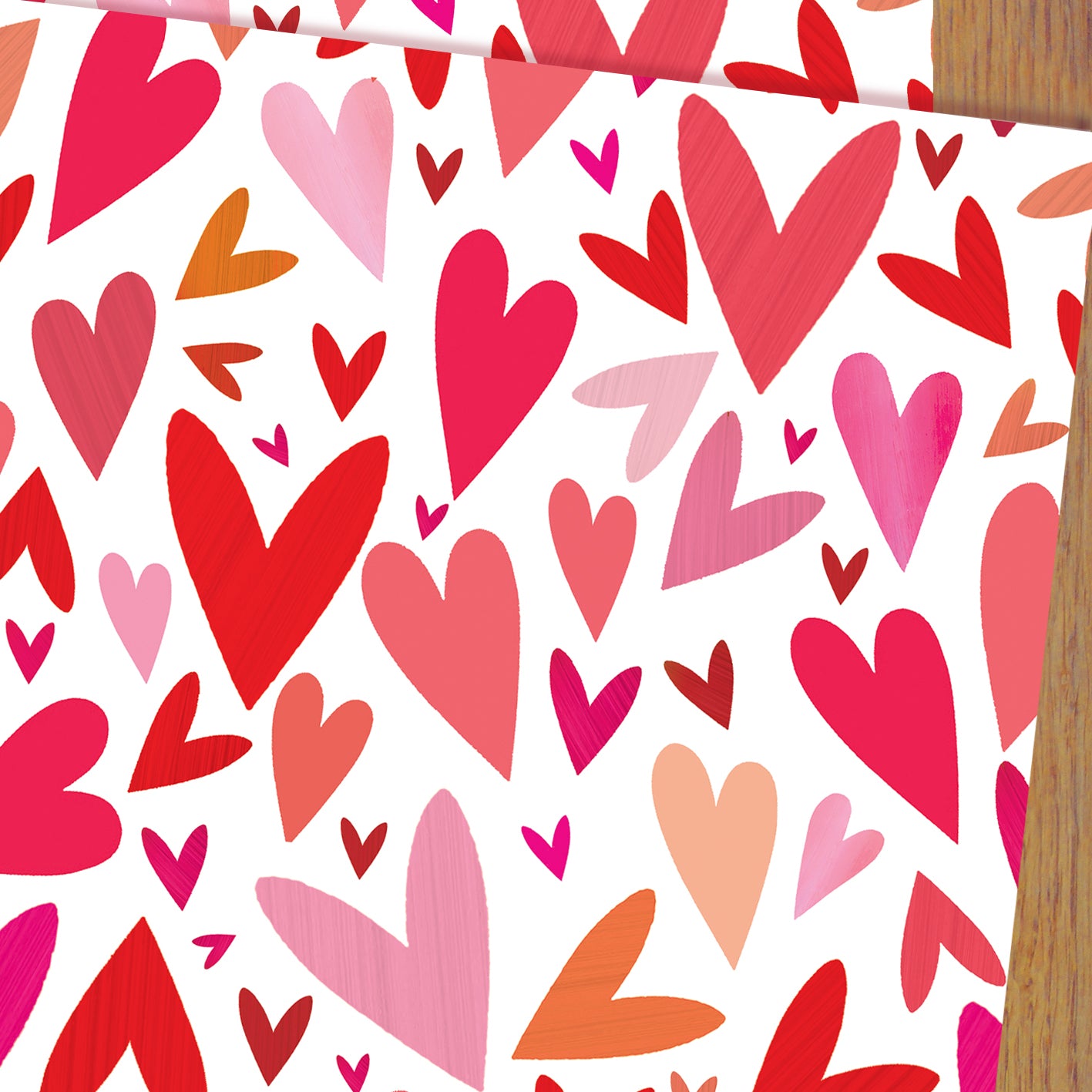 WP139 red hearts wrapping paper two sheets