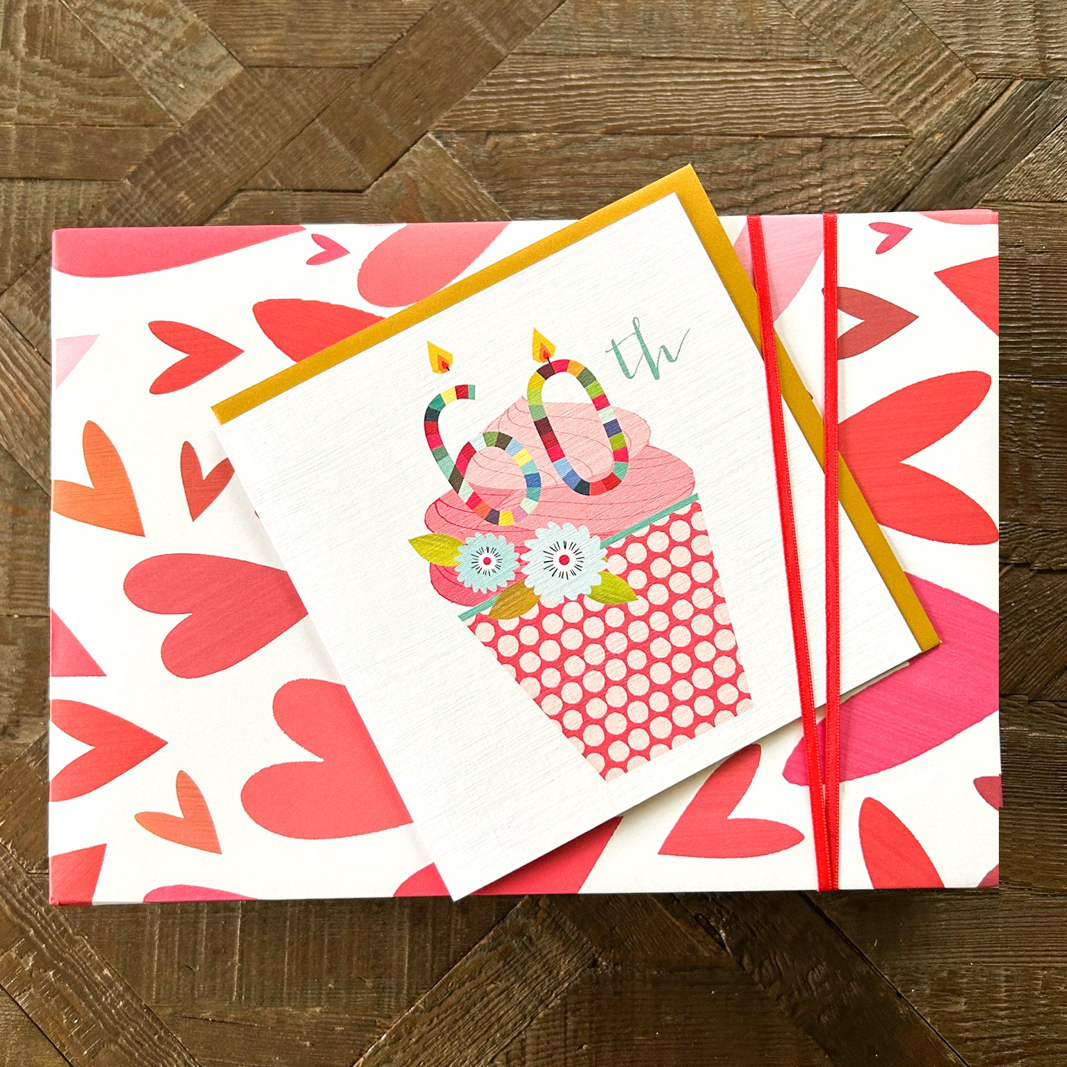 WP139 red hearts wrapping paper two sheets