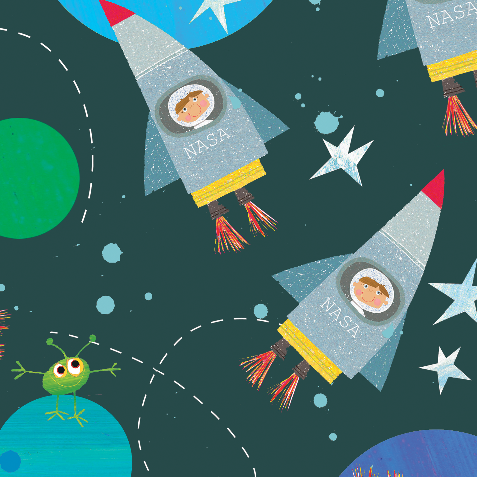 WP90 spaceman wrapping paper