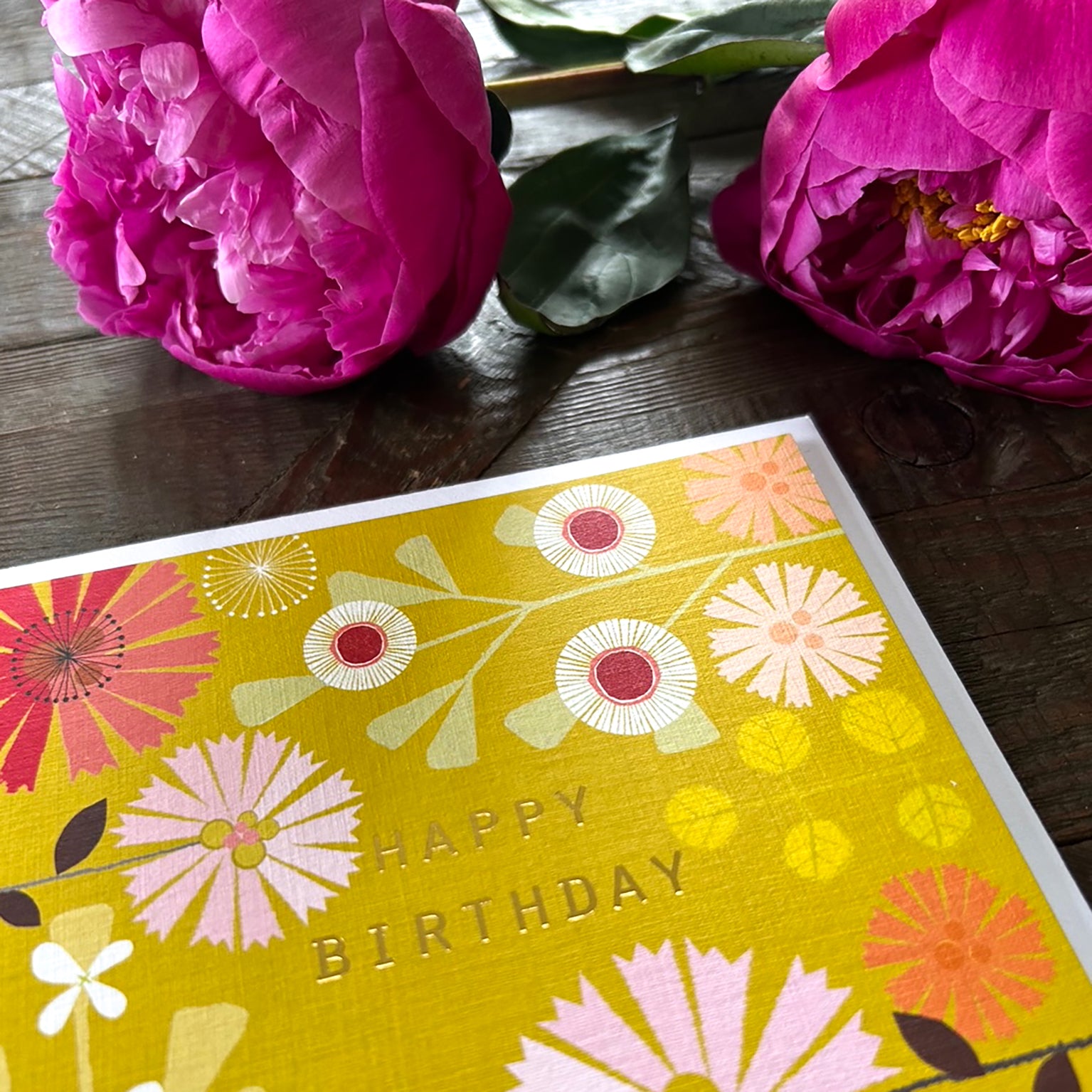 BFL02 gold foiled mustard birthday card