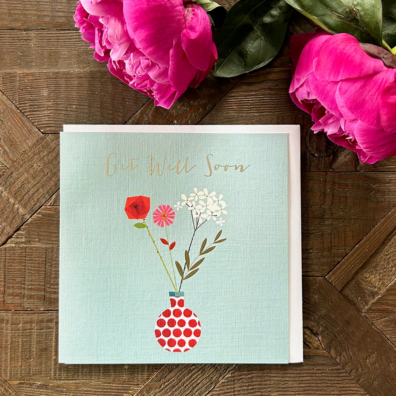 FK03 silver foiled get well soon card