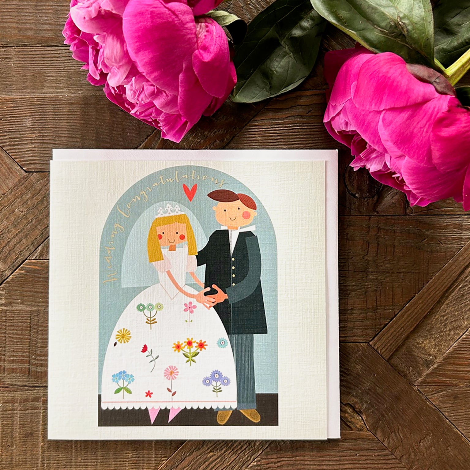 FK13 silver foiled wedding card