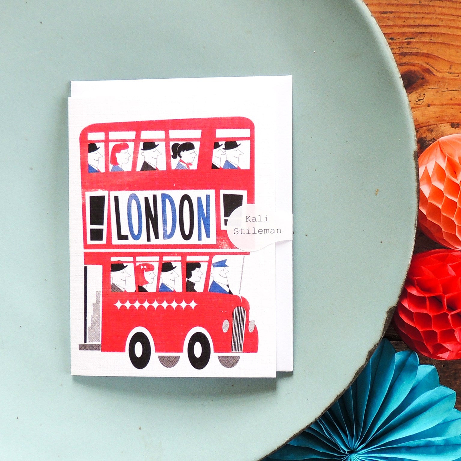 LN04 mini london bus greetings card