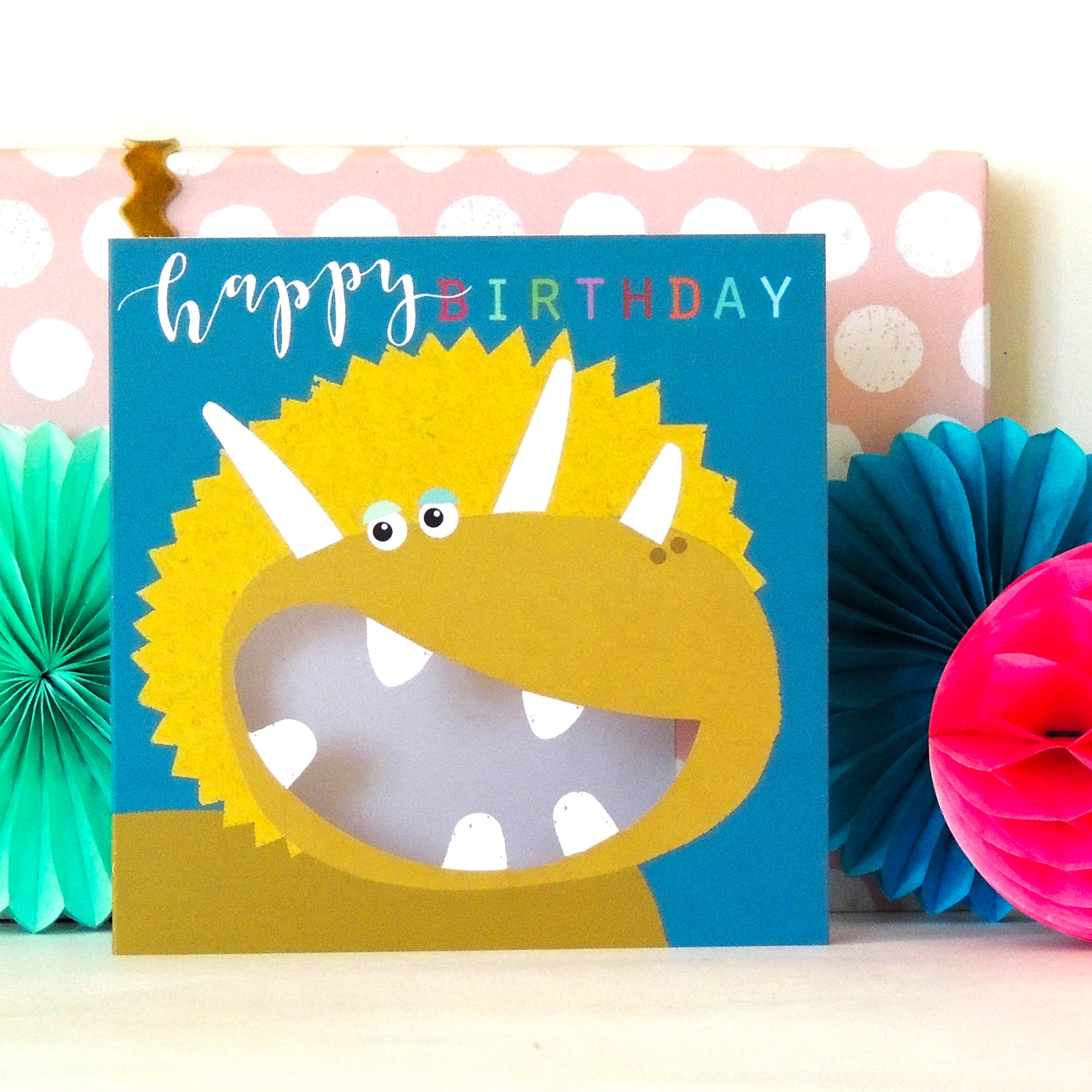 MY01 laser cut dinosaur birthday card